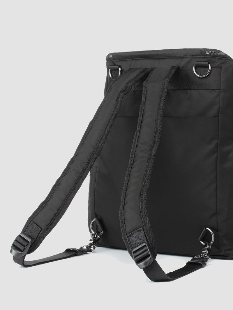 Storksak Alyssa | convertible Changing bag Backpack | Leather Baby Bag | Black diaper Bag with padded backpack straps