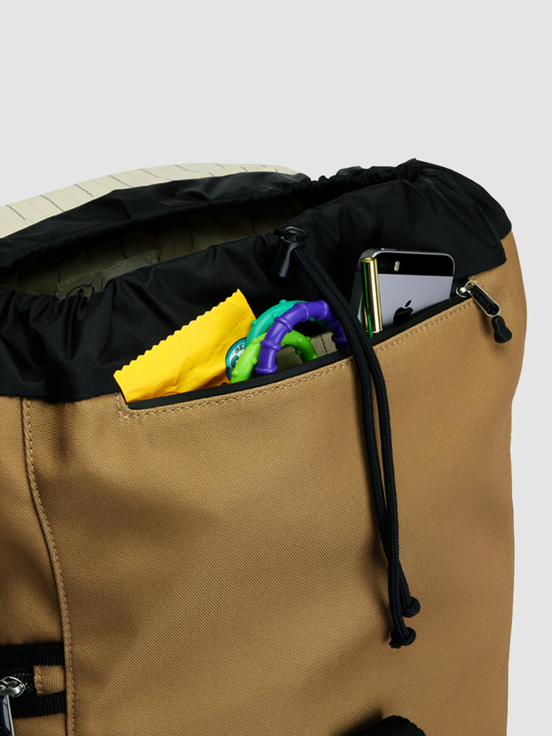 Storksak Travel Eco Backpack Toffee | hidden pocket for valuables