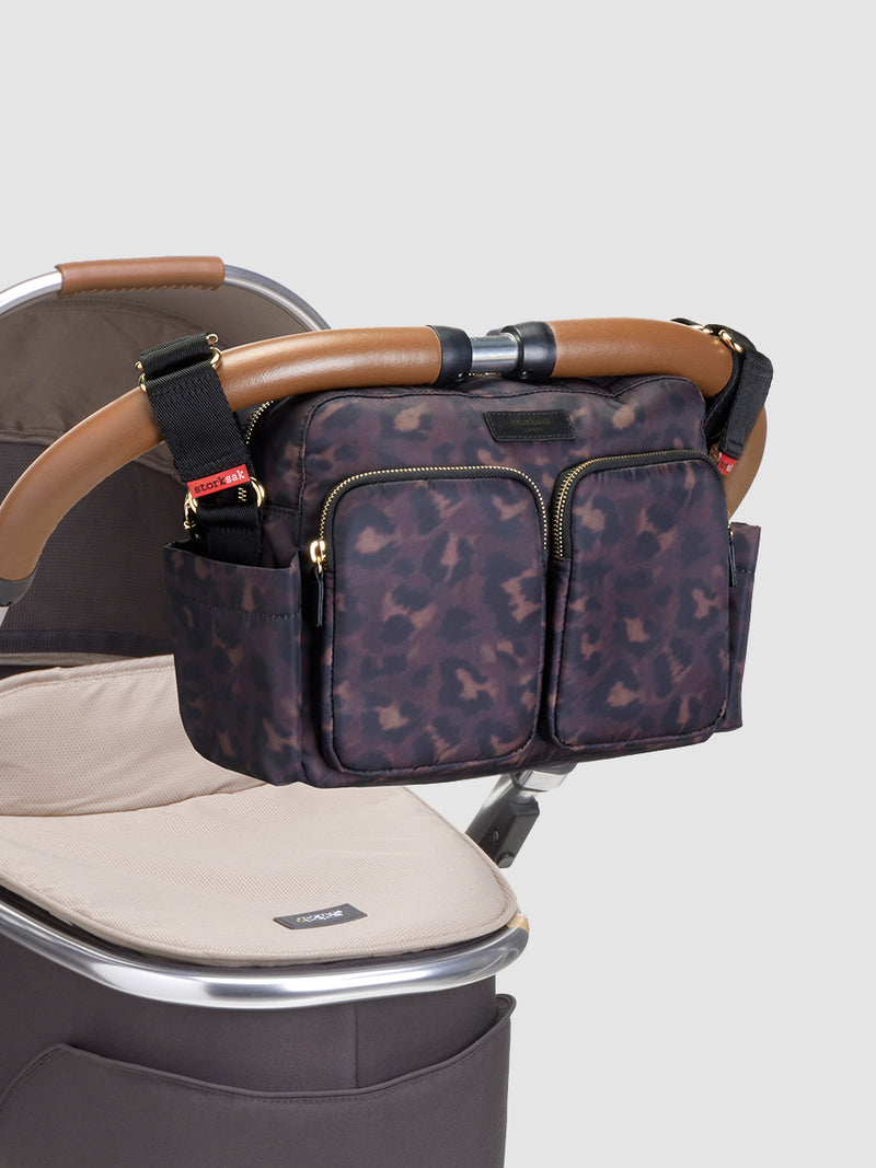 storksak stroller bag leopard | attached to buggy
