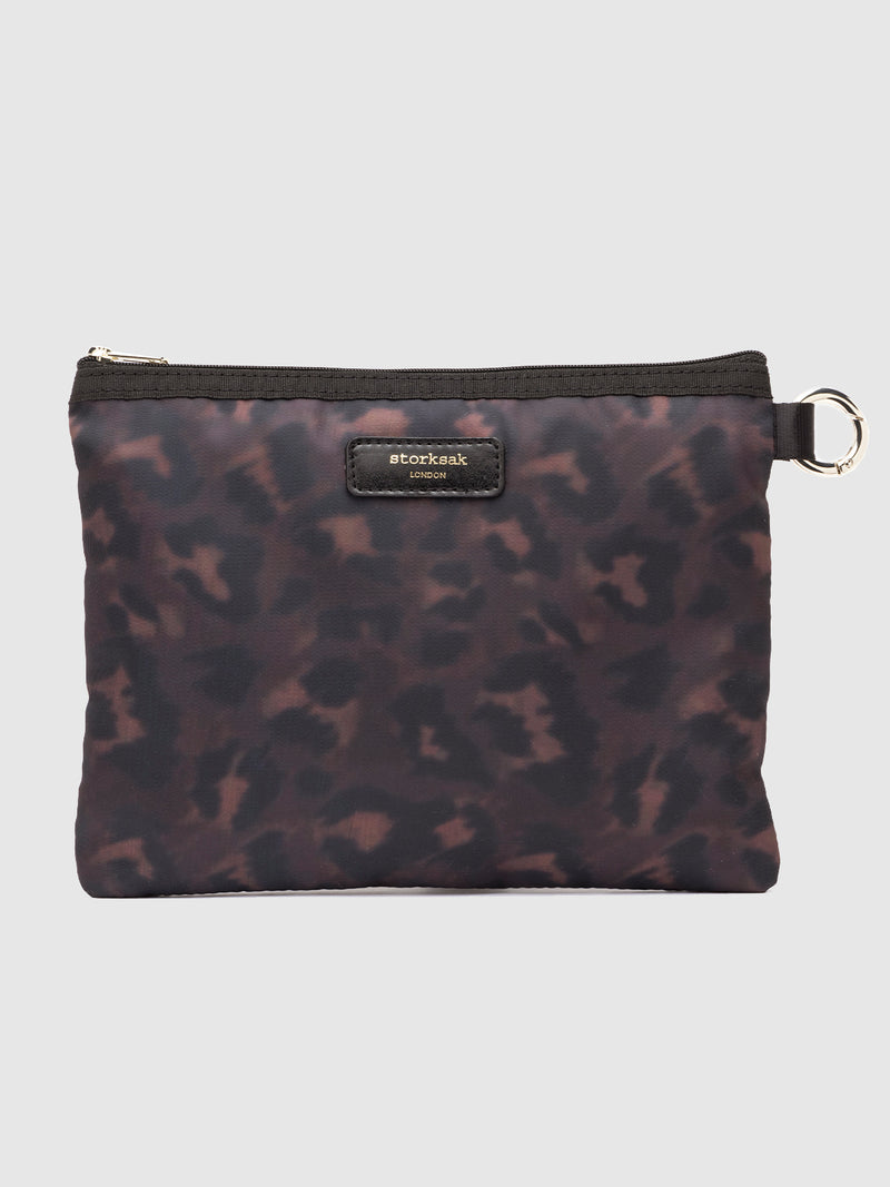 Parent pouch set black & leopard | leopard pouch front view