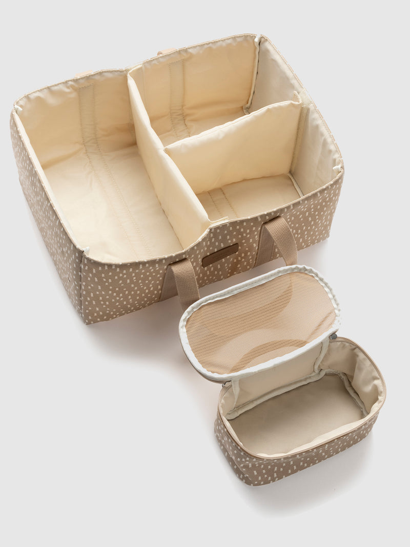 Storksak organic nappy caddy seashell | top view empty