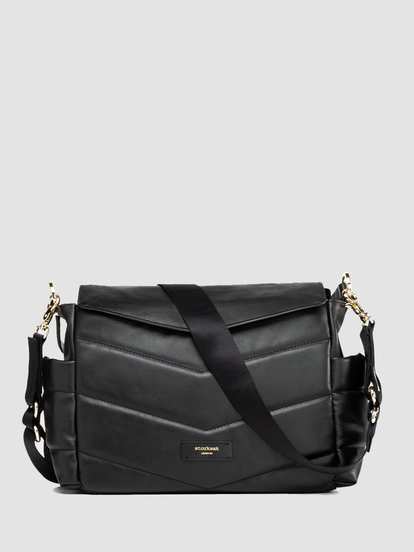 Aria Leather Compact Changing Bag Black