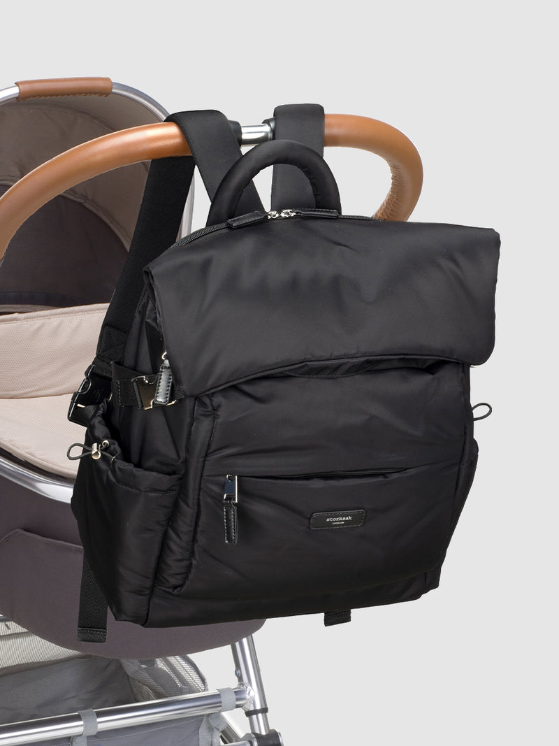 Skye eco backpack black | bag attached to pram handle