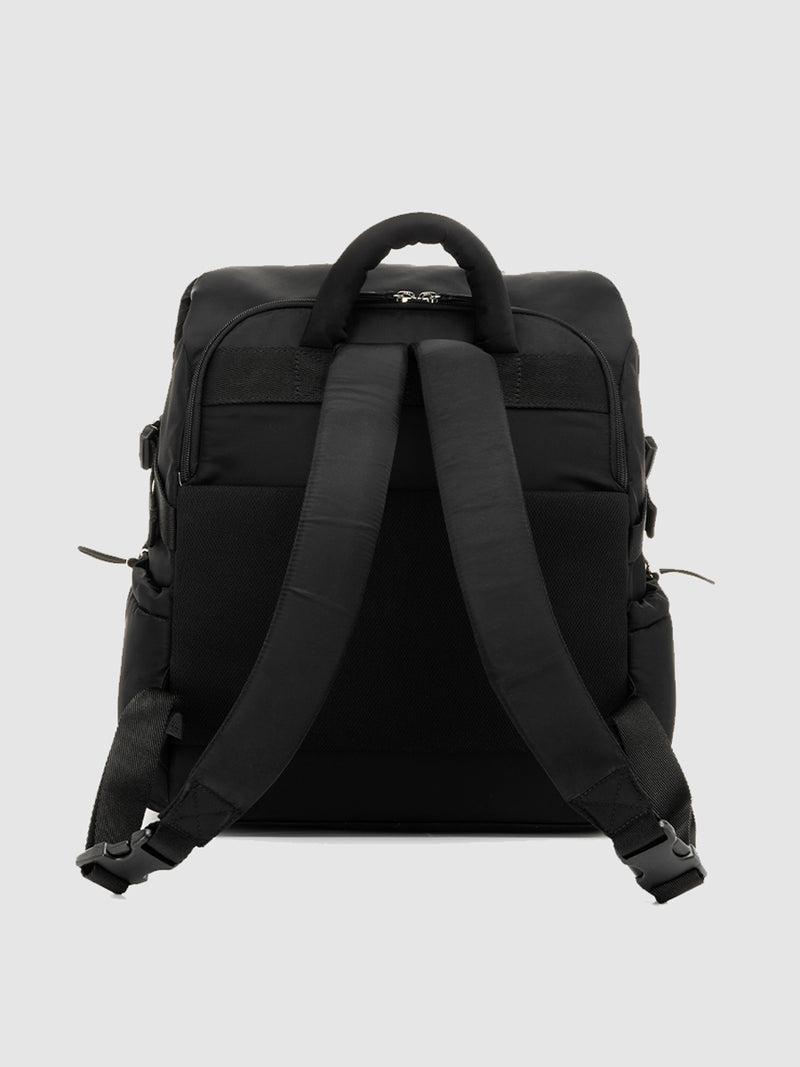 Skye eco backpack black | back view of padded straps