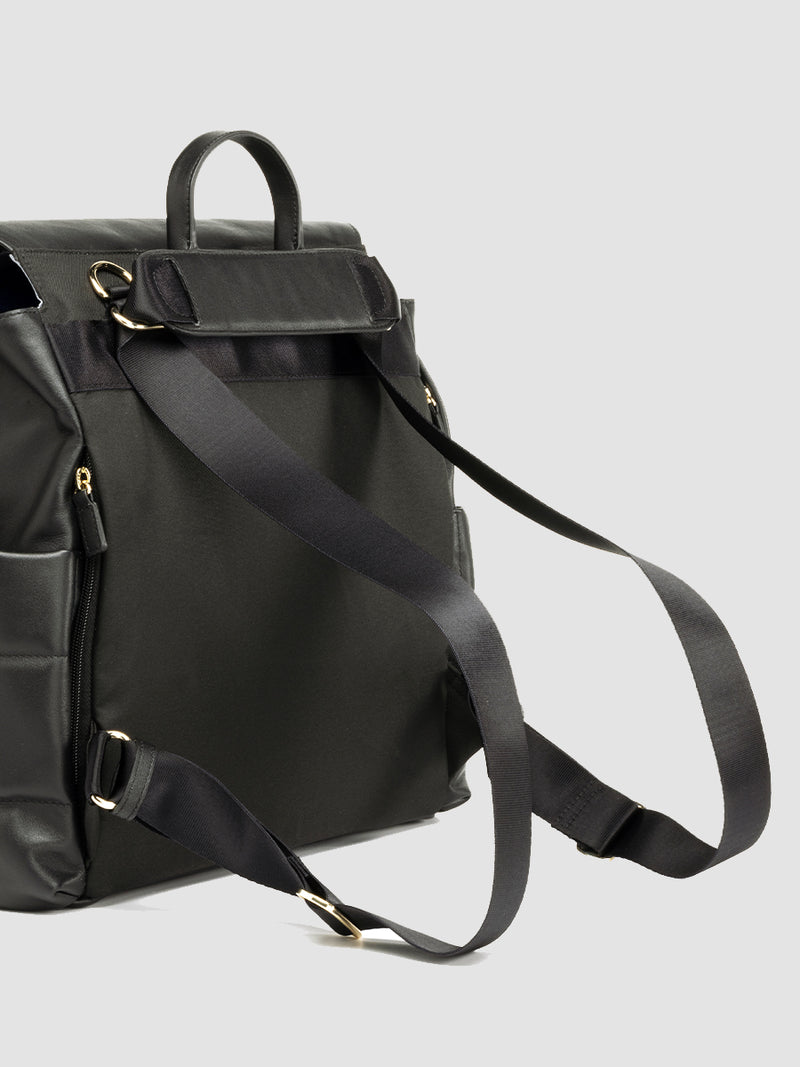 Storksak st james leather quilt black | back view with straps as backpack