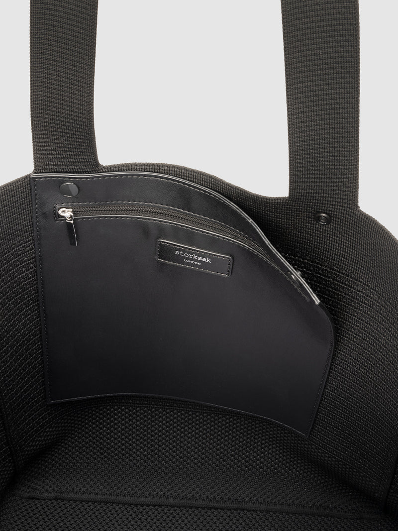 Storksak Thea Black |  popper pouch inside tote