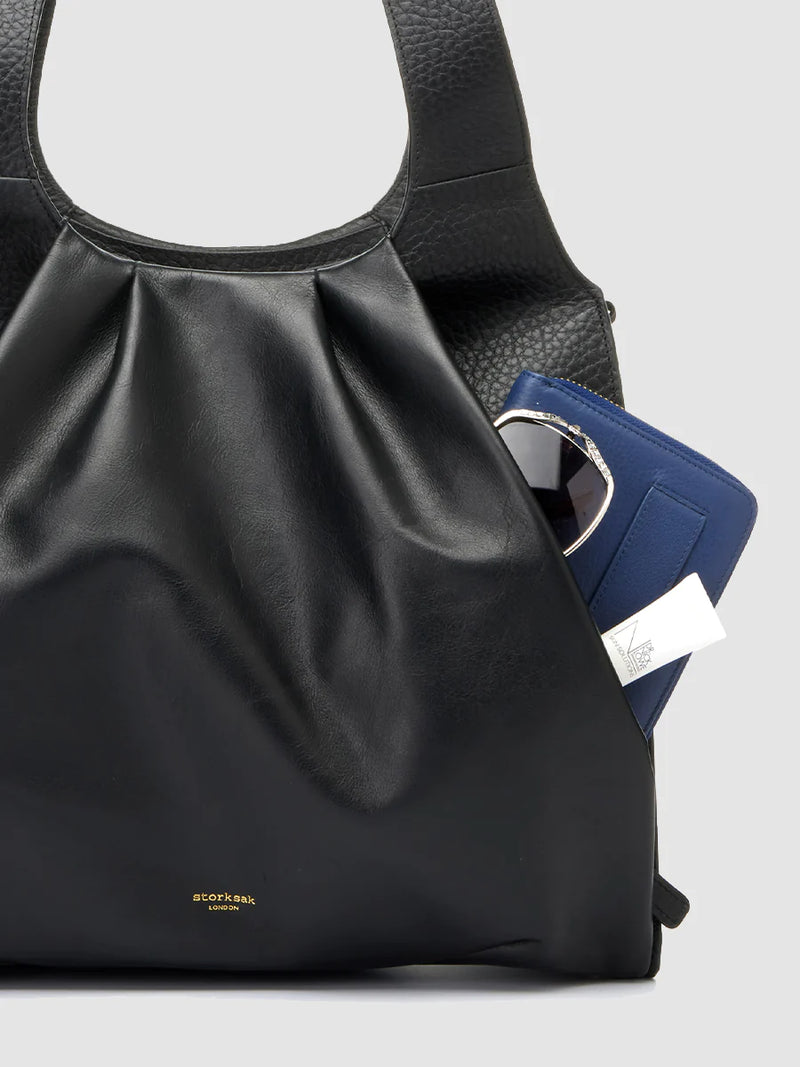 Storksak Kaia Leather Convertible Diaper Bag Kaialeather Black