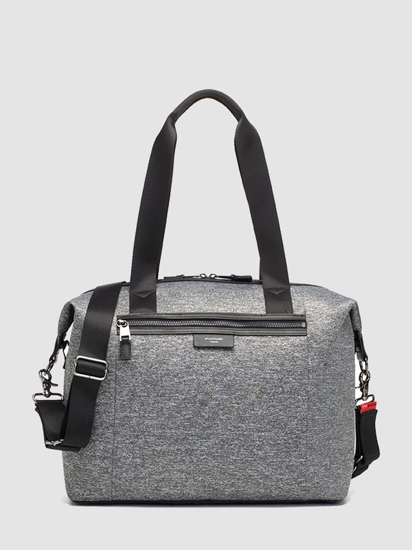 storksak stevie luxe scuba grey marl, changing bag, front view