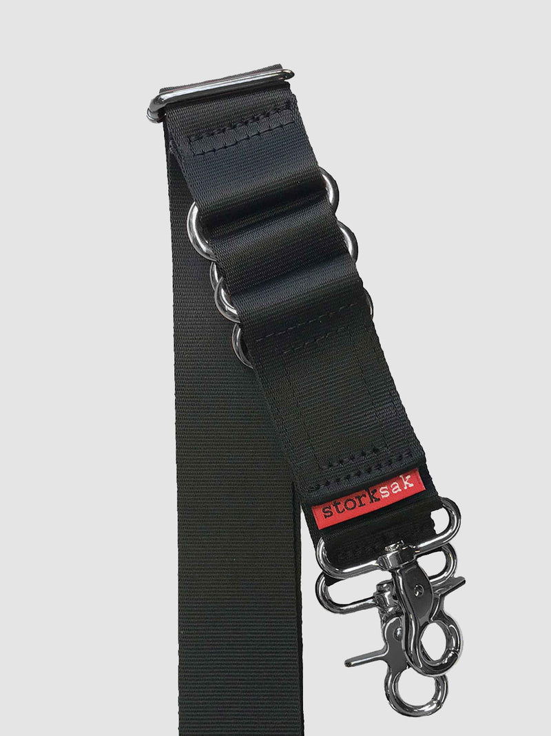 storksak long strap with integrated stroller straps, black and gunmetal