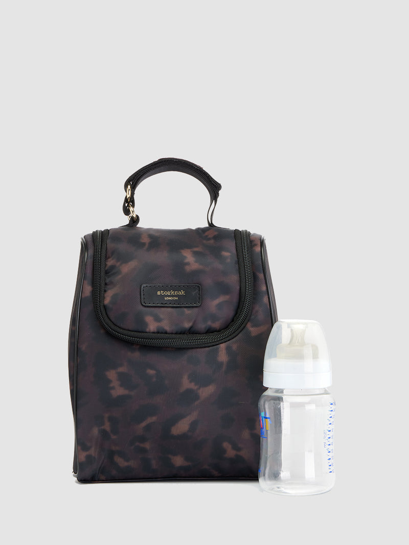 storksak alyssa leopard insulated bottle holder